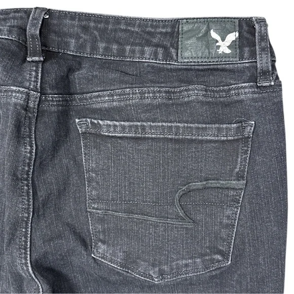 American Eagle Women's Size 12 Black 360 Super Stretch Skinny Jeans Extra Long - Picture 3 of 5